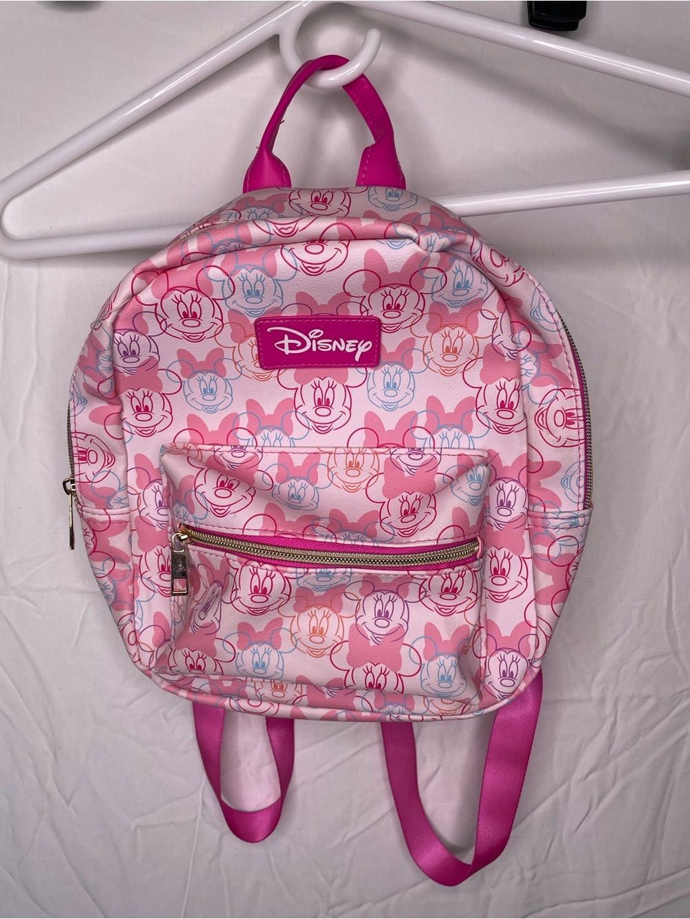 Disney Pink Minnie Mouse Kids Backpack with Multicolor Faces